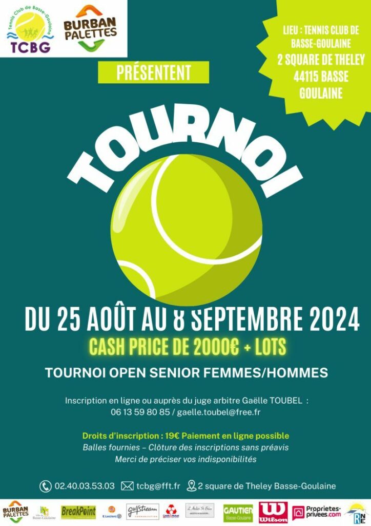 Partenariat - Tournoi de tennis de Basse-Goulaine 